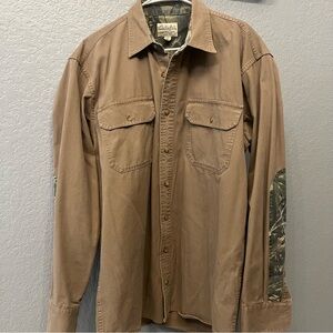 Cabela's Mens Hunting Shirt Button‎ Down Long Sleeve Camo Elbow Sleeves Size L
